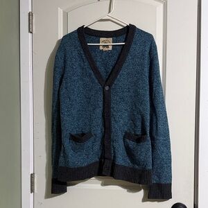 Men's O’Hanlon Mills Teal and Blue Cardigan Sweater